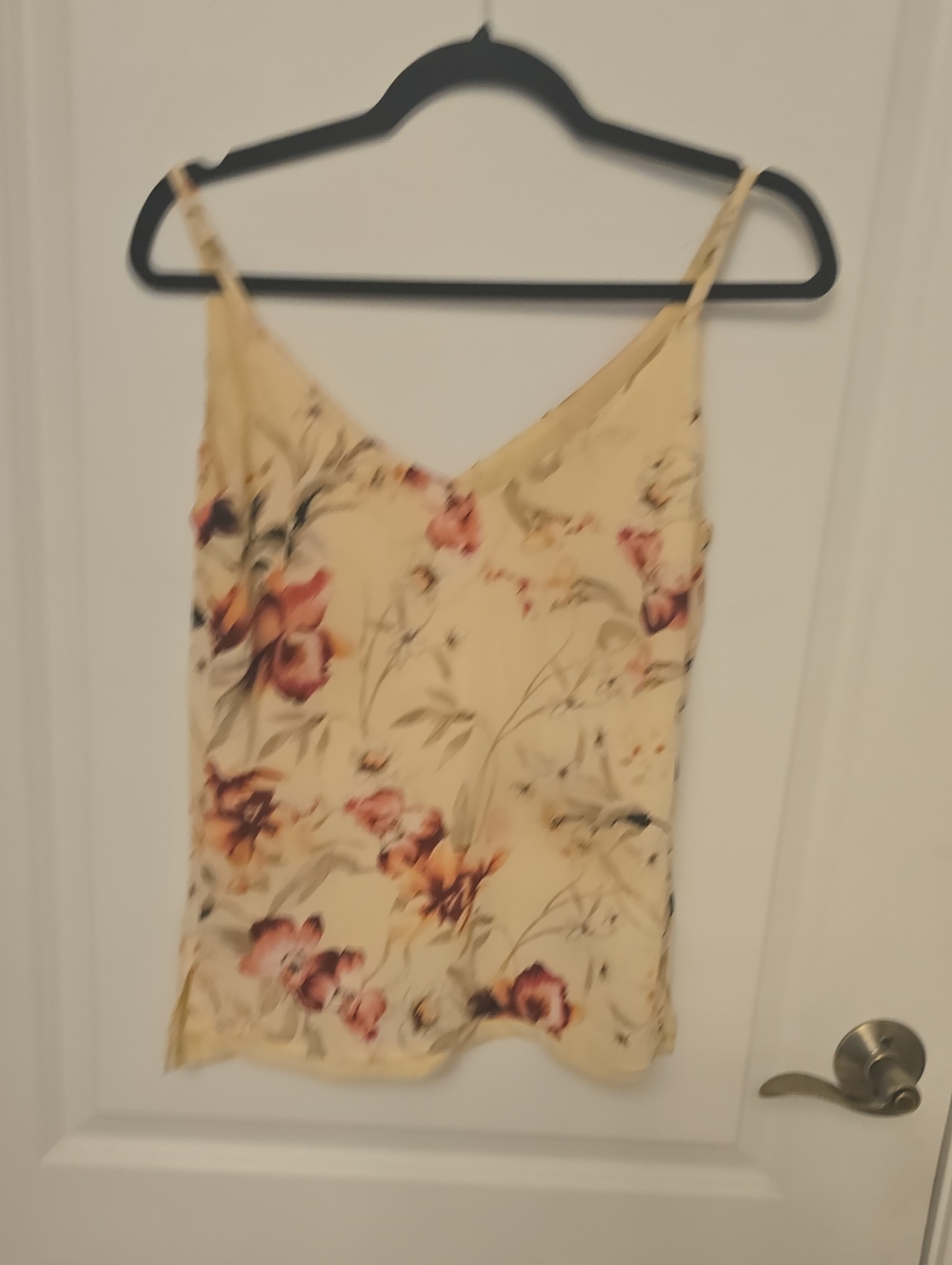 White House Black Market Yellow Floral V-Neck Slip Cami